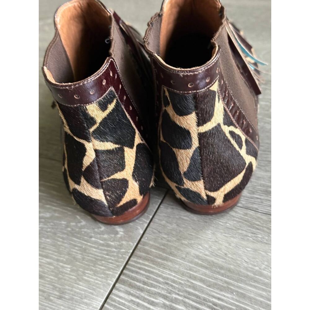 BOTTLE Sao Paulo Haircalf Giraffe Print Tassel Ankle Boots EU 37 US 7 - Picture 9 of 10